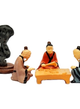 精品复古树脂对弈品茶古人摆件奇石山水盆景鱼缸沙盘微景造景装饰