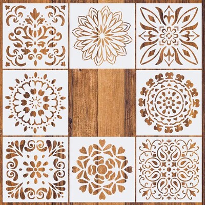 Mandala wall Drawing Stencil 15x15cm 4pcs/lot for painting D