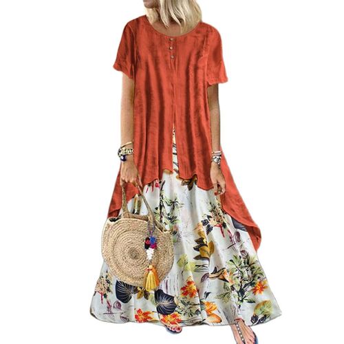 Loose Women Dress Vintage Summer Floral Print Party Dresses