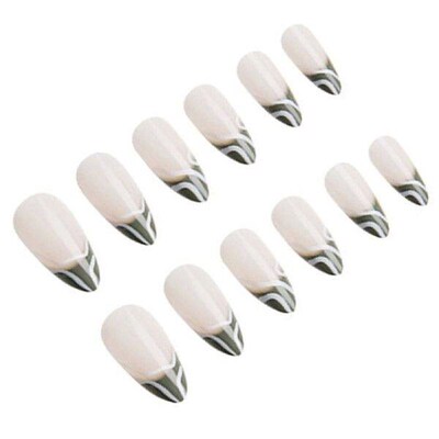 French False Nails Full Cover False Nails Wavy Lines Stick