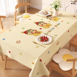 卡通桌布防水防油免洗长方形餐桌垫家用隔热防烫可爱风桌面保护垫