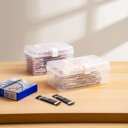 Mask Storage Box Portable Transparent Storage Box with Handl