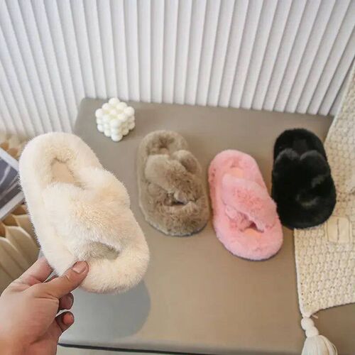 2024 new  children plush slippers home indoor warm thickened