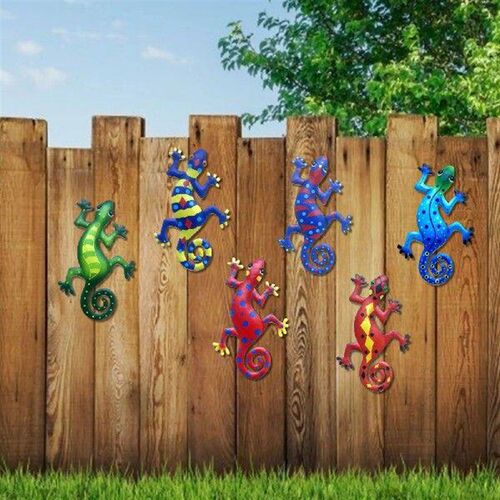 6PCS Metal Gecko Wall Decoration Rustproof Durable Iron