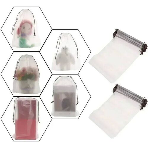 12/10pc Tranparent Froted Drawtring Bag Travel Waterproof Ma