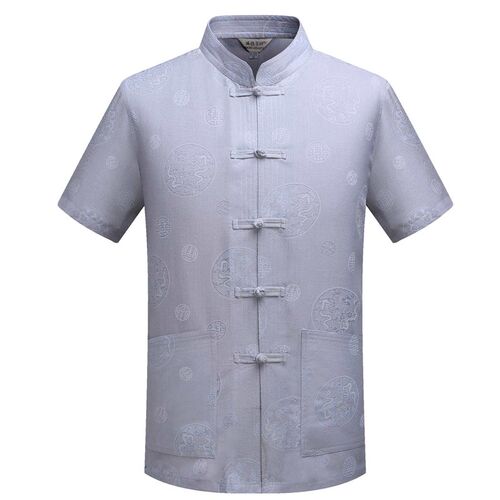 Summer Cool Thin Cotton and Linen Short-sleeved Tang Suit To
