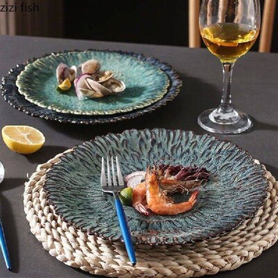 Flower Shaped Ceramic Dining Plate Western Style Steak