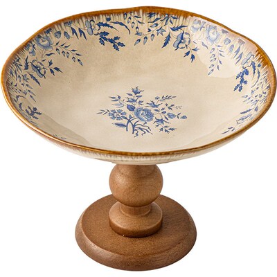 Middle Ancient Goblet Plate Retro Wood Ceramic Fruit Plate B