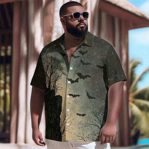 Mens Plus Size Shirt Short Sleeve Printed Trade Beach Holid
