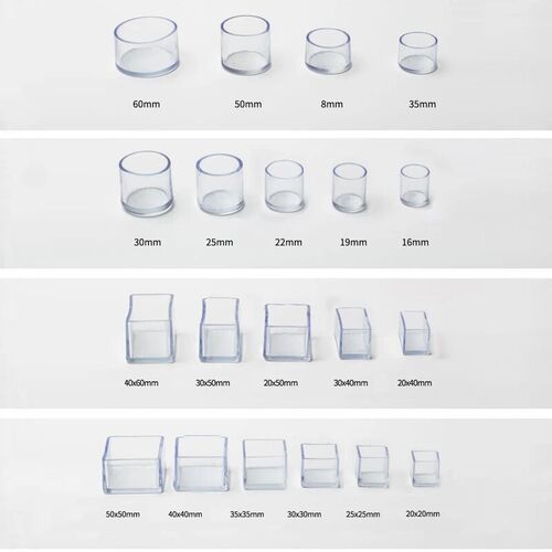 4PCs/Set Transparent PVC Round/Square Chair Leg Furniture Ta