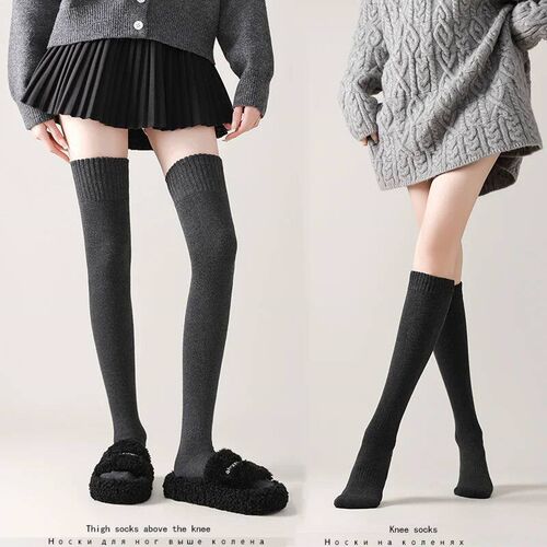 Winter Womens Long Tube Socks Thick And Warm Over The Knee