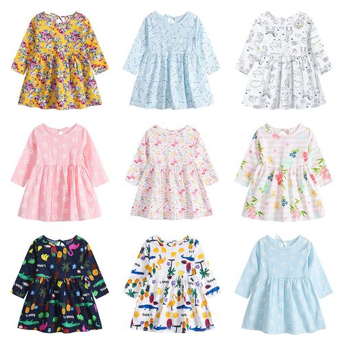 New Spring Autumn 0-6T Girls Long Sleeve Cute Print Dresses