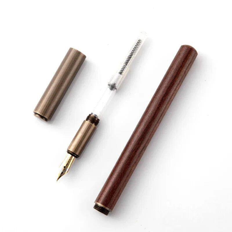Luxury Retro Wood Bronze Fountain Pen Office Business Writin