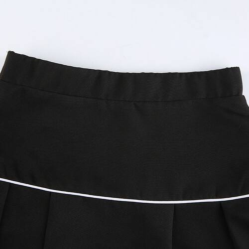 DEEPTOWN Pleated Tennis Skirt Woman Korean Fashion Solid