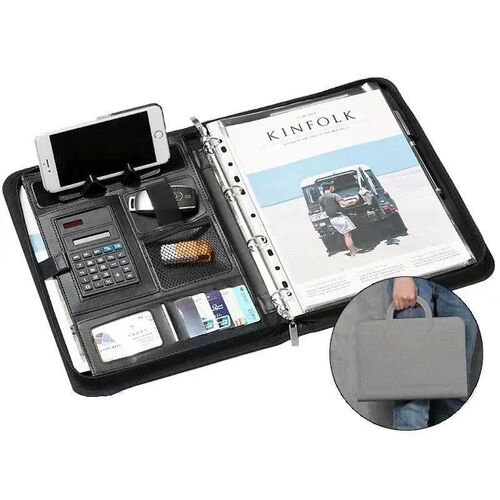 A4 Portable File Folder with Calculator Binder Organizer Man