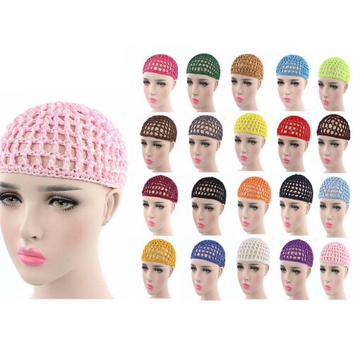 5pcs New Womens Mesh Hair Net Crochet Cap Solid Color Snood