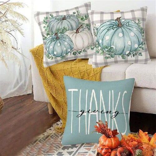 Thanksgiving Pillow Cases Set Of 4 Decorations Throw Pillow