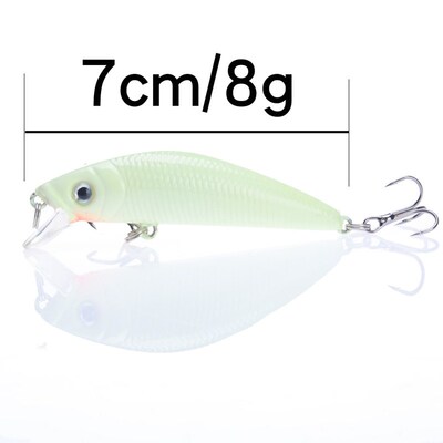 1Pcs 3D Luminous Night Fishing Bait 7cm 8g Bass Minnow Lures