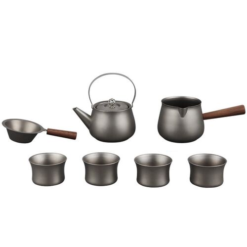 Tang Style Double Layer Pure Titanium Tea Set For Home Offic