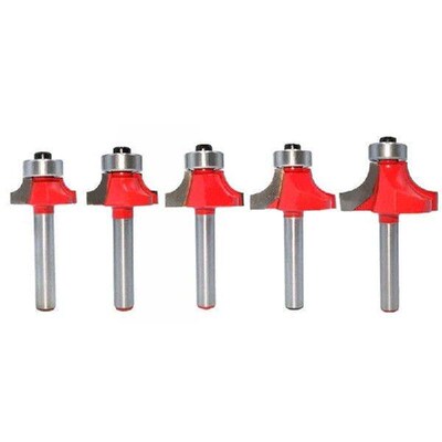 5Pcs 6Mm Shank Corner Round Over Router Bit With Bearing