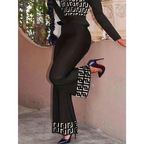 Plus size solid color casual high waisted leg stitching wome