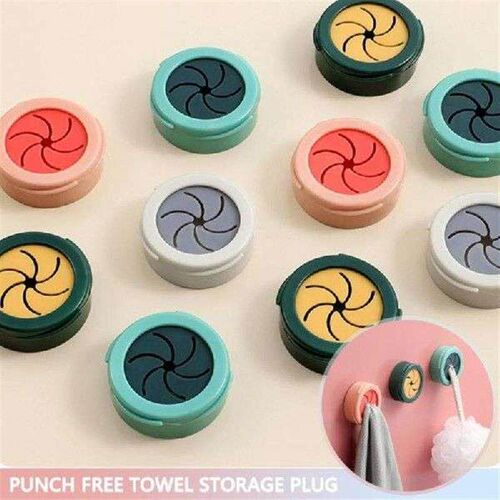 Towel Plug Holder Creative Punch Free Bathroom Organizer