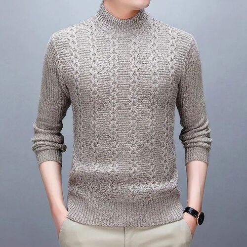 Autumn Winter Men Thicken Mock Neck Sweaters Korean New Fash