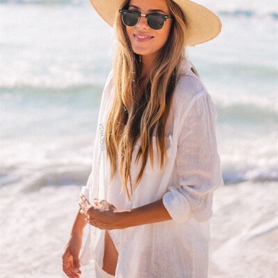 2023 White Tunic Bikini ver-ups Sexy Summer Beach Wear Swim