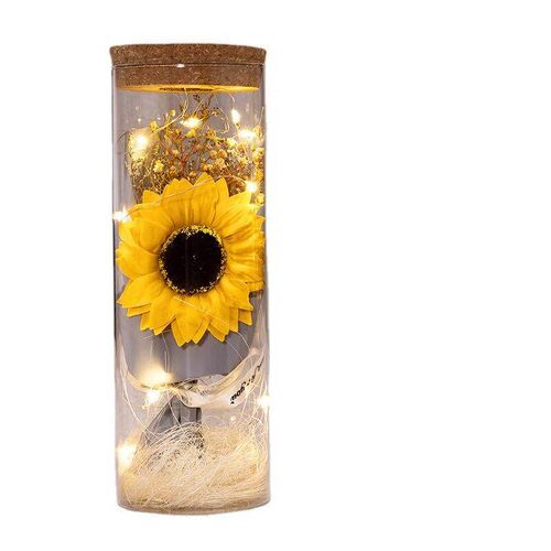 Rose Flower Soap Bouquet And LED Light String In Bottle