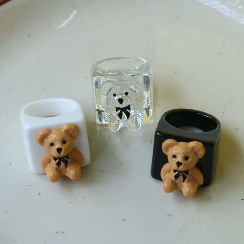New Cartoon Cute Transparent White Black Resin Acrylic Geome
