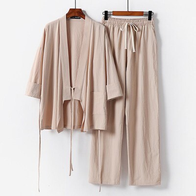 Chinese Style Mens Thin Linen Two-piece Suit Mens Short-sl
