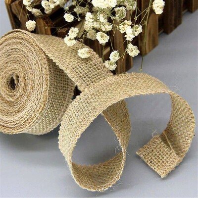 10Meter Retro Natural Jute Hessian Burlap Fabric Ribbon
