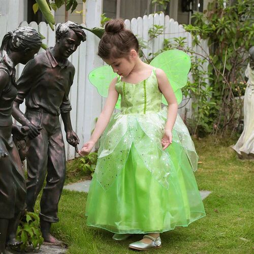 Tinker Bell Princess Halloween Cosplay Girls Party Green Flo