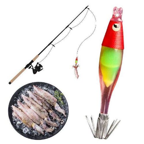 Luminous UV Blowing Tube Fishing Lure Squid Hook Jig Wood