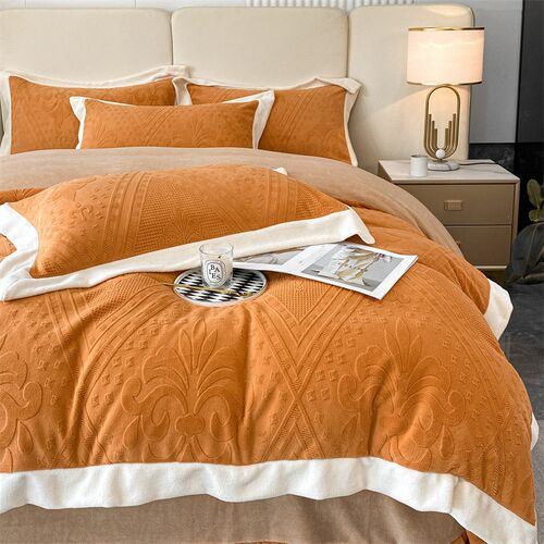 Class A Thickened Four-piece Carved Double-sided Velvet Warm