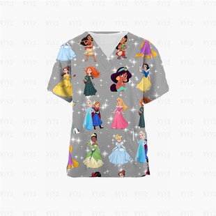 2023 Summer V Neck Pullover Nursing Scrub Tops Printing  Pri