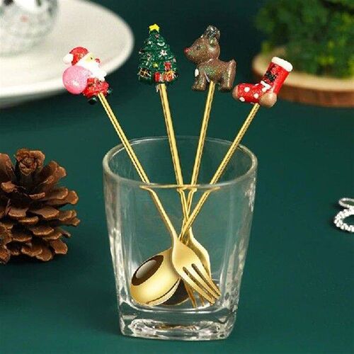 4 Pack Stainless Steel Cake Spoon Tasting Dessert Fork
