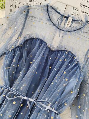 Women dress Stars Sequined Mesh Shiny Fairy Dress Women