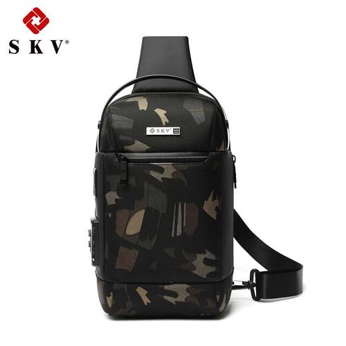 Chest Bag Mens Business Crossbody Bag Mens USB Anti-theft
