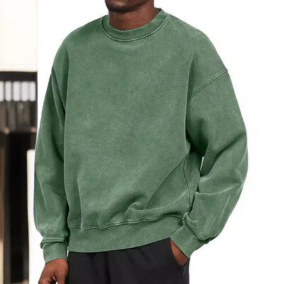 2025 Heavy Thick Fried Flower Mens Sweater Round Neck Loose
