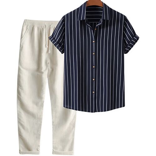 Print Loose Short-sleeved Trousers Suit Mens Casual Suit [m