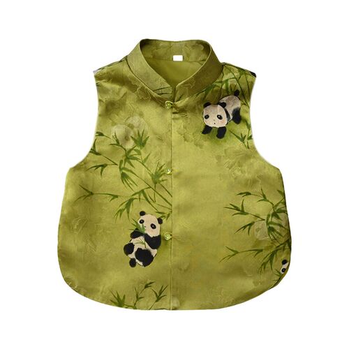 New Chinese Style Girls National Style Vest Skirt Green Top