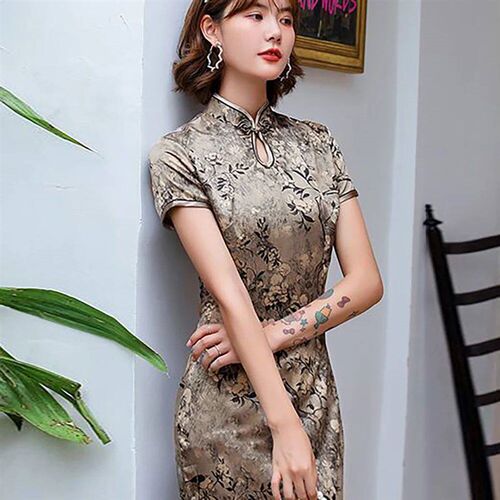 Chinese Qipao Cheongsam Floral Print Chinese Traditional Dre