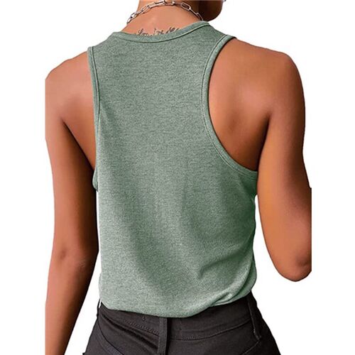 Large Size Basic Screw Thread Tank Top Female Button Fit