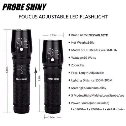 PROBE SHINY PLUG EU 5000 Lumens G700 X800 LED XM-L T6 Zoom f