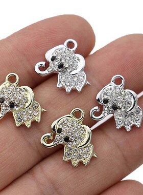 10Pcs Silver Plated Crystal Elephant Charm Pendant for Jewel