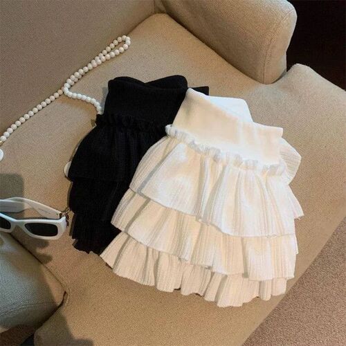 Sweet Puffy Cake Women Skirt Korean Fahion Ruched Ruffle Ski