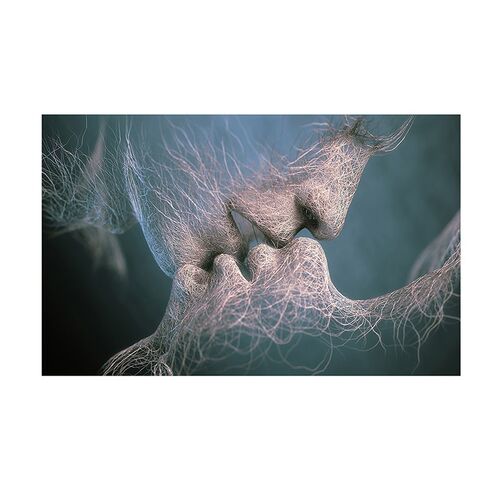 WHISM Non-woven Love Kiss Oil Painting Abstract Couple  Pain