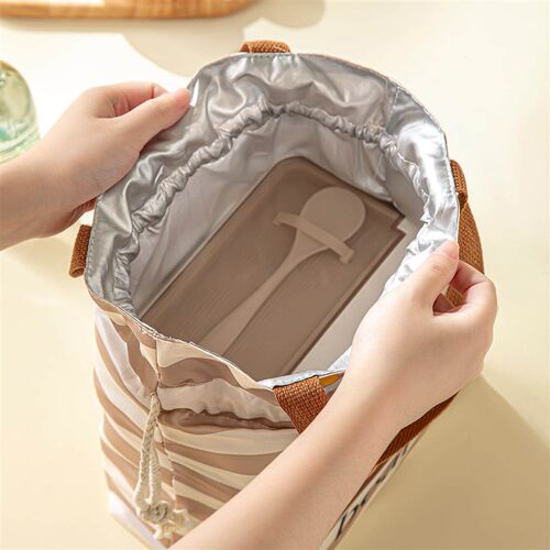 Cartoon Insulated Lunch Box Bag with Drawstring, Thermal Han