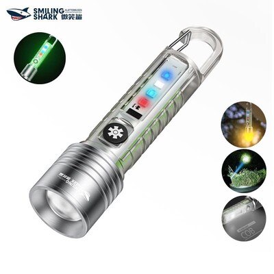 Multi-light zoom red and blue flash camping flashlight